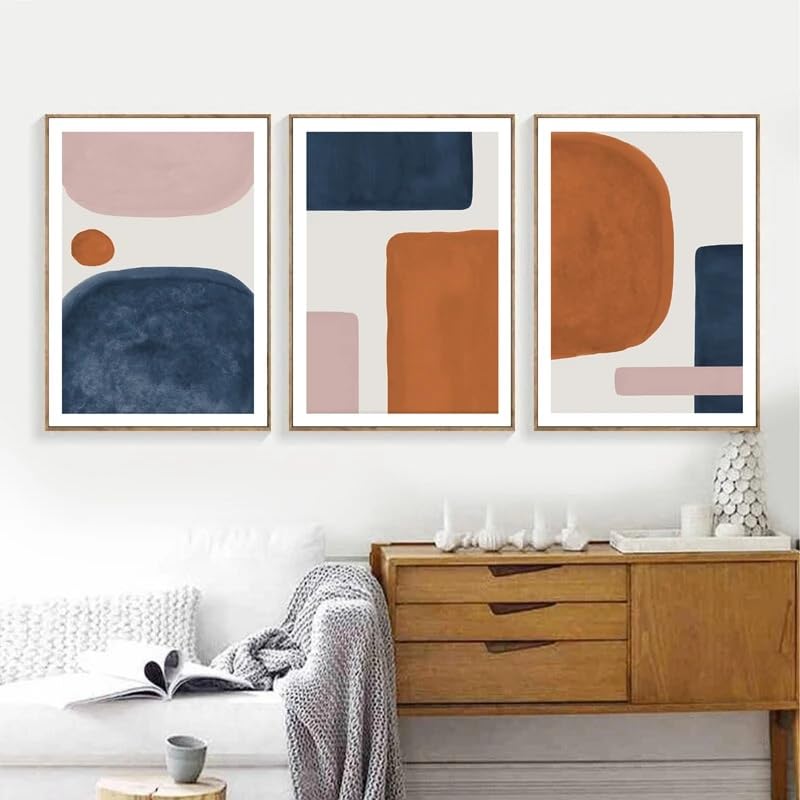 Láminas modernas rosa rubor y azul para la pared del salón o la cocina moderna