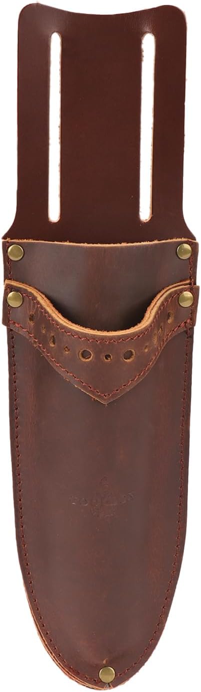 Tourbon Leather Garden Pruning Shears Folding Saw Double Holster Gardening Soil Knife Sheath Pouch Multipurpose Tool Holder for Belt, Brown