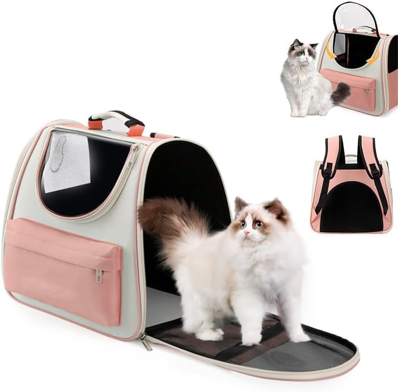 AZOD Cat Carrier Bag, Dog Travel Carriers, Airline Approved Soft-Sided Pet Carrier for Small Medium Cats and Small Dogs, Portable Carrier with Open Doors and Mesh Windows, Grey, Collapsible (Pink) (B0CPBNN1XB) Amazon Price History, Amazon Price Tracker