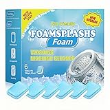 FOAMSPLASHS FOAM Washing Machine Cleaner, Washing Machine Cleaning Tablets, HE Front Load & Top Load Washers, Clean Inside Drum and Laundry Tub Seal, 6 Count (1, Blue) (1, Orange)