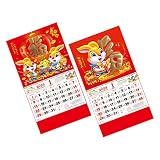 Operitacx 2 Pièces Décorations Flip Suspendu Nouveau Déchirable Festival Fengshui Ménage Solaire Maison Calendriers Fu Traditionnel Année Du Mur Lune Caractère Printemps