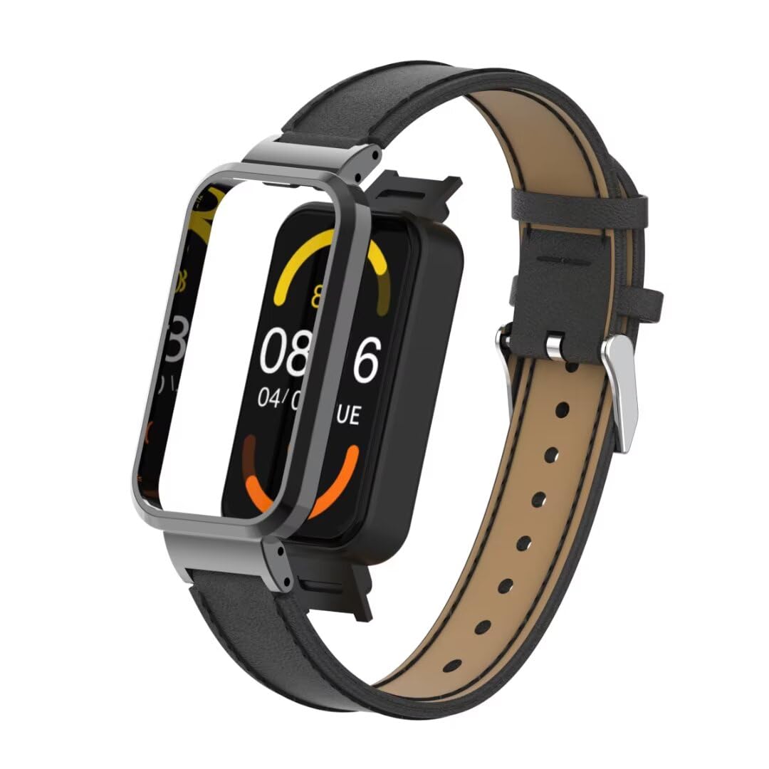 Compatible with Xiaomi Redmi Smart Band Pro Bands,Redmi Smart Band Pro Leather Replacement Bracelet Strap Wristband Accessories with Metal Frame for Xiaomi Redmi Smart Band Pro-picture-23