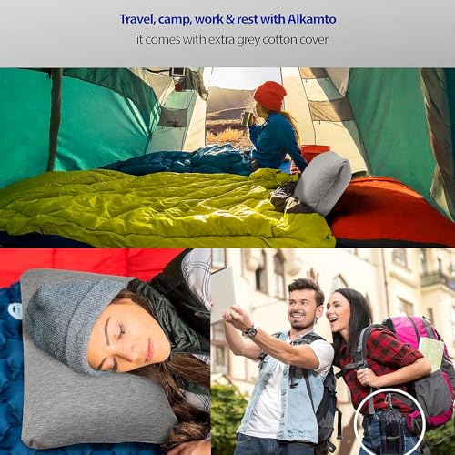 Travel-Camping-Comfortable-Memory-Foam-Pillow-with-Extra-Cotton-Cover--Easy-to-Carry-Portable-Bag-White