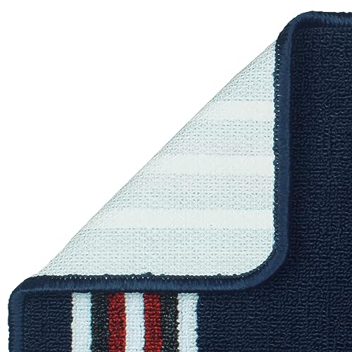 Image of Pack of 2 Nylon Bathroom Mat Anti-Skid Bath Rug | Floor Mat for Bathroom, Kitchen, Bedroom & Office |Navy Blue Stripes Design-(37x57cm)