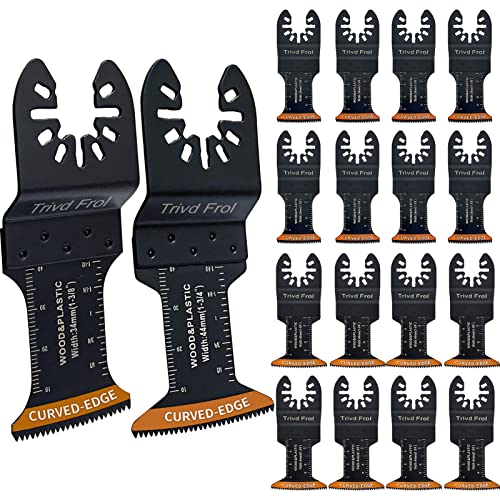 50Pcs Curved-Edge Oscillating Tool Blades Professional Universal Oscillating Saw Blades Wood Multitool Blades Compatible With Dewalt, Milwaukee, Makita, Ryobi, Rockwell, Bosch #TOP13