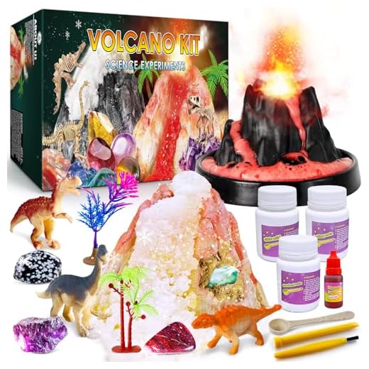 UNGLINGA Vulkan Experimentierset Spielzeug für Kinder, Vulkan Ausgrabungs, Schnee Vulkan, Vulkansteine, Chemiebaukasten Experimentierkästen Vulkan Wissenschaftler Kit