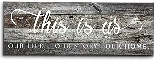 Jetec This is Us Wooden Wall Sign Family Wall Plaques Inspiration Wood Sign Farmhouse Entryway Sign Rustic Wall Plaques Art with Quotes for Living Room Bedroom Kitchen Christmas Decorations (Gray)