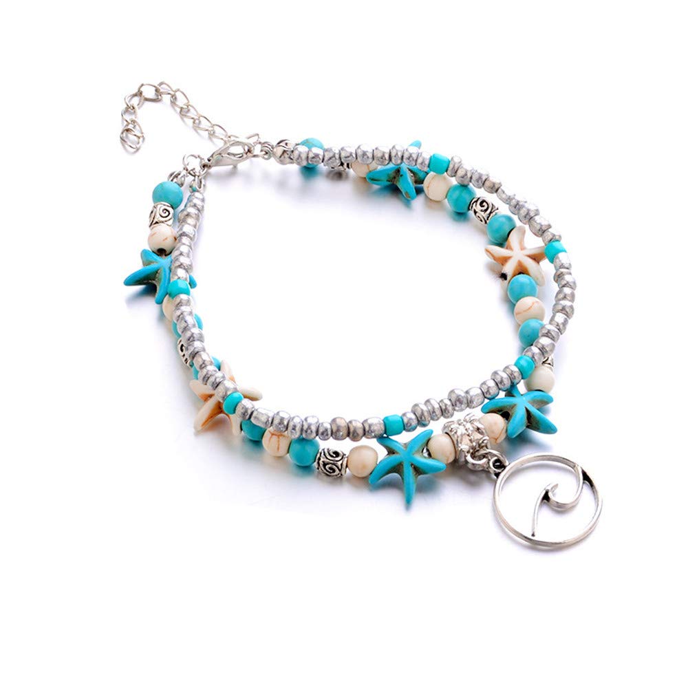 Bracciale Perline Boho Cavigliera Caviglia Mare Spiaggia Turchese Sandalo Tartaruga Cavigliera degli Anelli