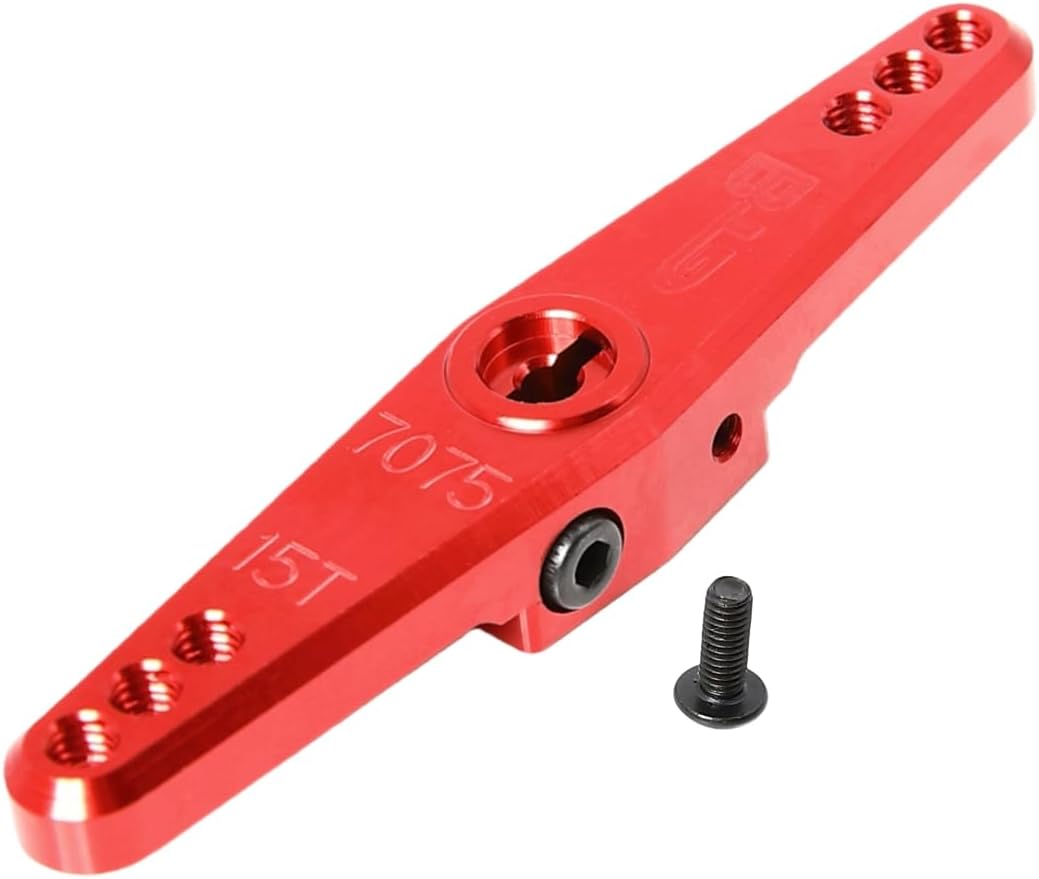 GTBRacing CNC Aluminum 7075-T6 15T Steering Servo Arm for 1/5 RC Car Losi DBXL-E 2.0 Upgrade Part (7075 Red)