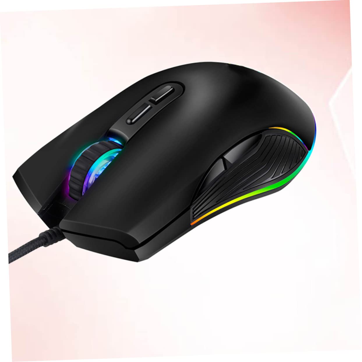 Ratón Gaming USB-c de 7 Teclas Iluminación RGB para PC | Óptico Profesional, Negro Abs Mate, 800/1200/1600/3200 Dpi, Plug Play para Ordenador y Portátil