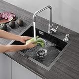 fregadero teka bajo encimera 50 x 40 Amplio espacio – Dimensiones del fregadero: 500 x 430 x 185 mm (largo x ancho x alto) mm – Gran capacidad, que puede contener fácilmente la vajilla de una familia. Mucho espacio (finalmente). Para enjuagar una sartén o lavar verduras.