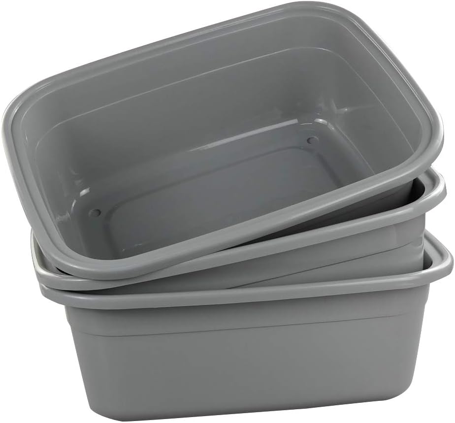 Doryh 18 Quart Dish Pans, Grey, 3 Packs