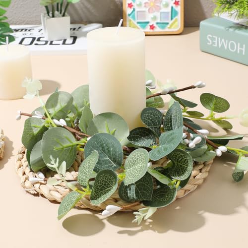 Mini couronnes de table pour Pâques et printemps avec feuillage d'eucalyptus synthétique - 3