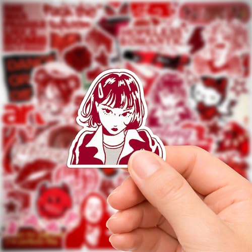 Image of Red Aesthetic Sticker Pack (55+ Pieces) | Bold Red Vibes | Glossy Premium Vinyl | Waterproof, Scratch & Fade Resistant | Stickers for Laptop, Bottle, Phone & Bike