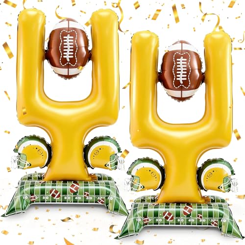 2 Pcs Football Party Decorations Giant Self Standing Foil Football Balloons