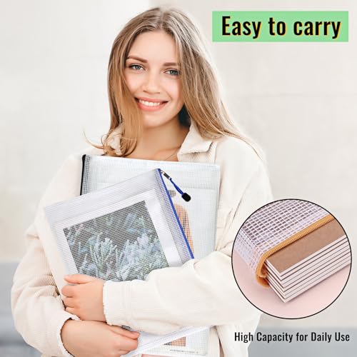 Image of EOOUT 14pcs Zip Pouch Organizers, Mesh Bags with Zipper, 8 Sizes 14 Colors, Waterproof, for Travel, School, Office & Home