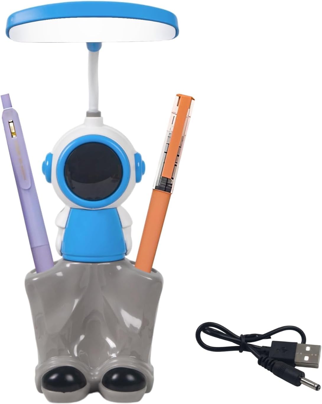 3-in-1 LED Table Lamp with Pencil Sharpener and Pen Stand, Astronaut Theme, Rechargeable with 360° Flexible Hose, (Assorted, Pack of 1)