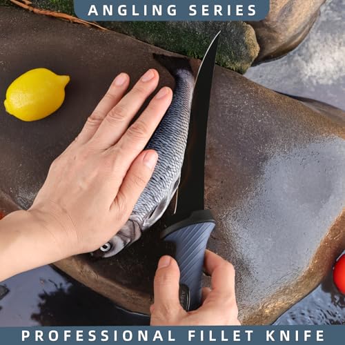 Alpedge 9 Inch Flexible Fishing Fillet Knife - Premium German DIN 1.4116 Stainless Steel Blade with Sheath, Non-Slip Handle, Ultra Sharp for Salmon, Trout, Bass, Professional Grade for Anglers & Chefs by Alpedge - Image 2