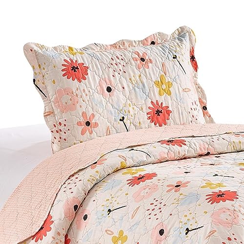 Kit Colcha Cobre Leito Solteiro 2 Pçs Infantil Flores