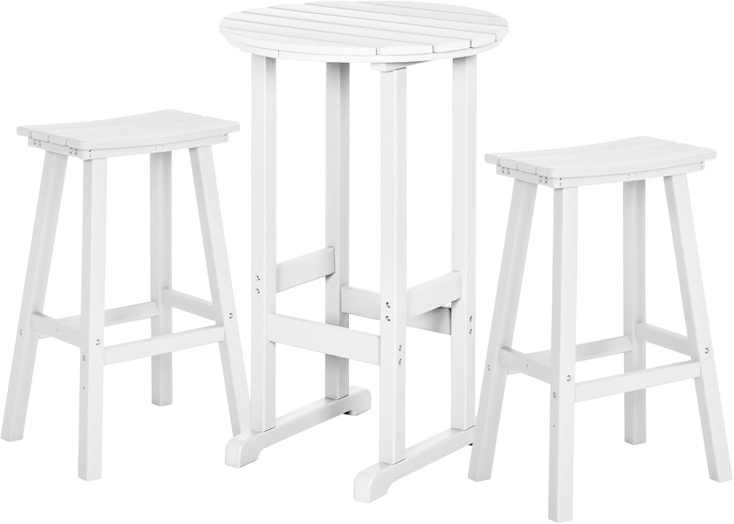nalone 3 Pcs Outdoor Bar Table and Chairs Set, HDPE High Adirondack Chairs and Table Set, Outdoor Bar Stools for Garden, Yard, Backyard