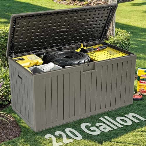 YITAHOME 220 Gallon Double-Wall Deck Box with Divider & Side