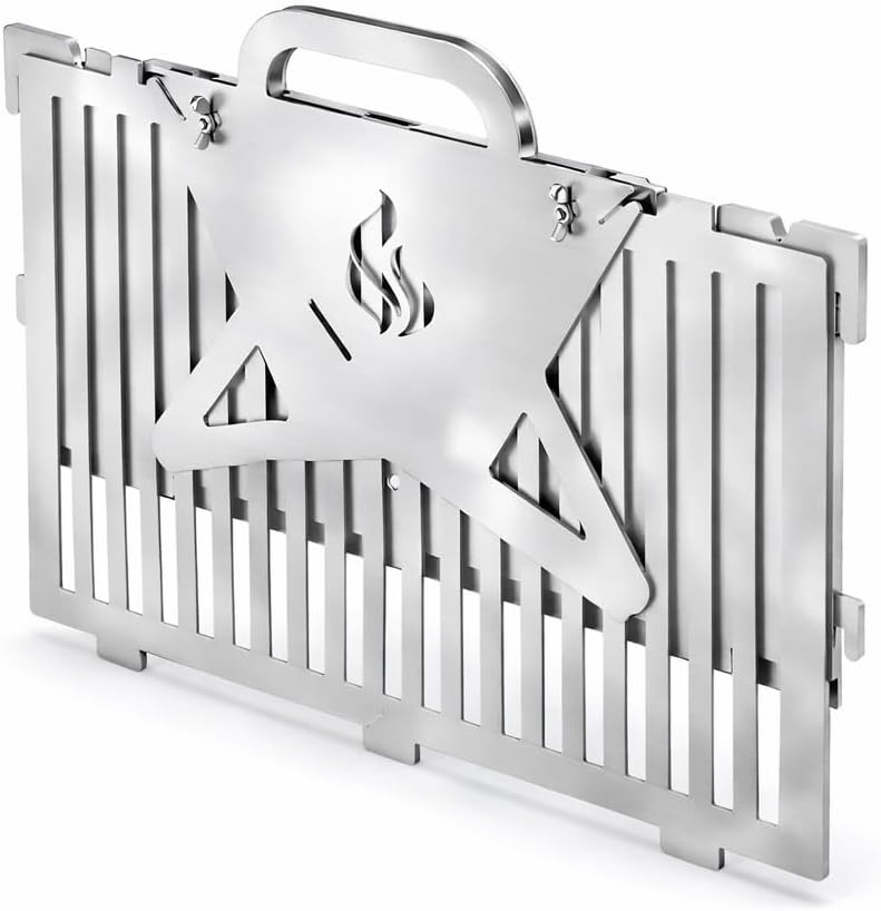 Folding Camping Grill Stainless Steel Strong 2 mm - Sturdy Folding Grill INOX 505 x 296 mm - Folding Camping Grill