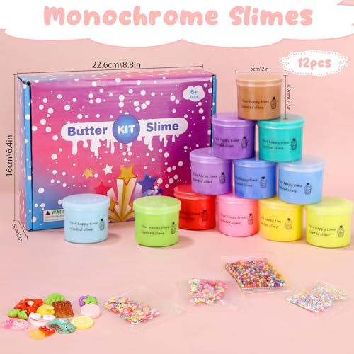 Zhufas Fluffy Slime Set, 12 Stück Fluffy Butter Slime Set, Wolkenschleim, Slime Set zum Selbermachen, Enthält Fluffy Wolken Schleim, Schleim Kinder Party Geburtstagsgeschenke