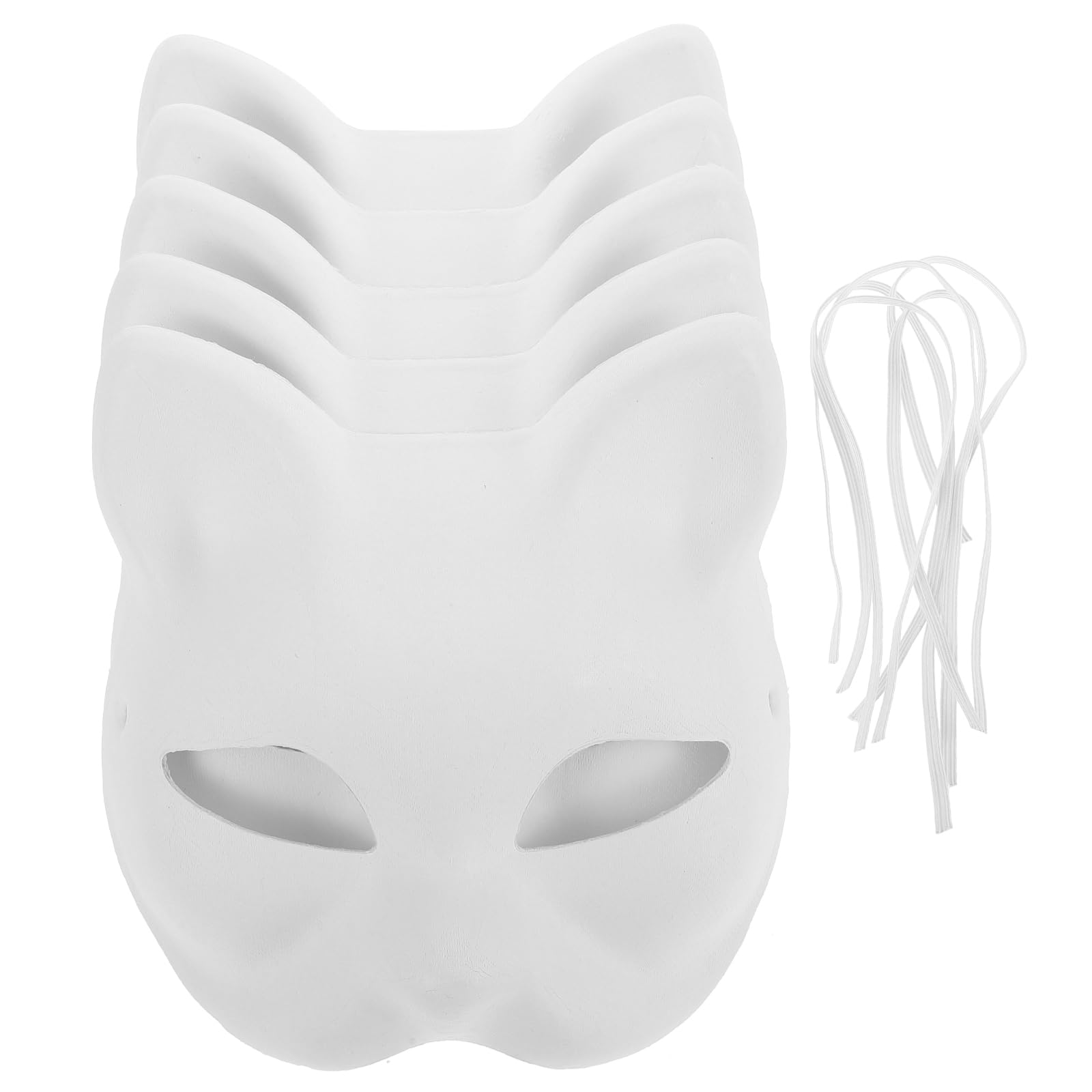 CALPALMY Pappmaché Masken 16 Stück - Weiße Katzenmasken Zum Bemalen Für Halloween & Kostüme