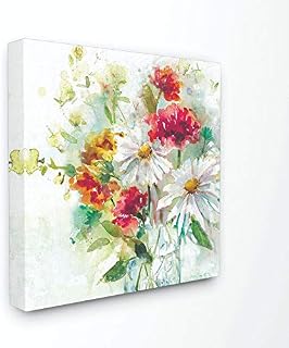 Stupell Industries Watercolor Flowers in a Mason Jar Red and Green Canvas Wall