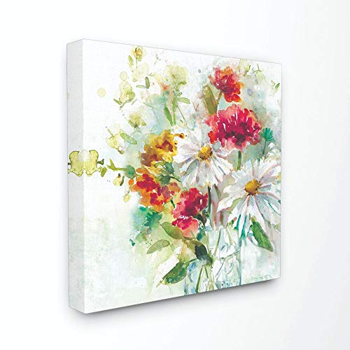 Stupell Industries Watercolor Flowers in a Mason Jar Red and Green Canvas Wall