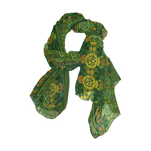 ALAZA Ethnic Green St Patrick Day Shamrocks Sheer Scarves Shawl Wrap Women Infinity Oblong Chiffon Scarf for Outdoor