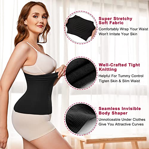 Micohpkle Waist Trainer For Women Postpartum Belly Band Wrap Belt C-Section Recovery Tummy Control Waist Cincher Body Shaper (Medium, Black) #TOP3