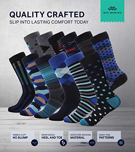 Marino Avenue Premium Cotton Odor Resistent Mens Dress Socks | 12 Pack - Robust Morning - 10-13 #TOP3