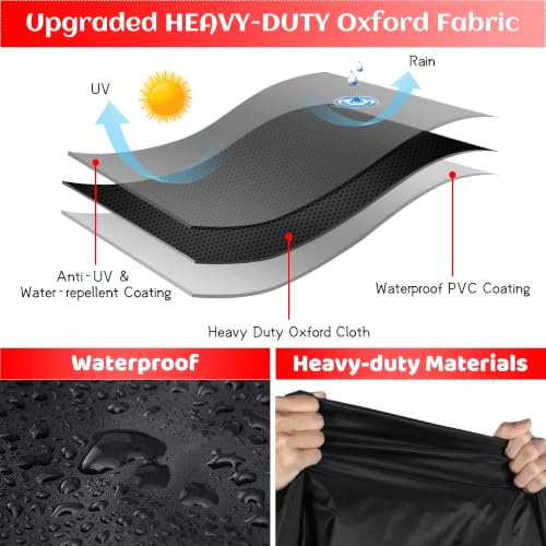 Image of Griddle Cover, 28 Inch BBQ Gas Grill Cover with Hood for Blackstone Grill, Waterproof, Anti-Uv, Rip-Proof, Fade Resistant Material, Outdoor Griddle Cover with Hook-and-Loop Straps, Heavy Duty Black