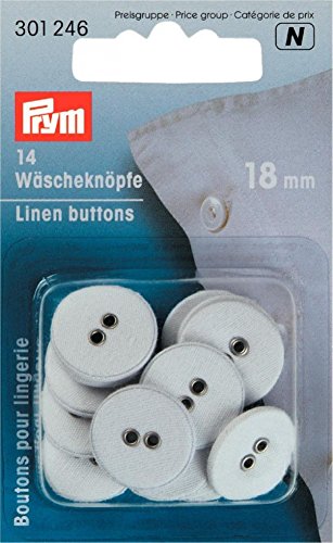 PRYM 301246 Leinenknöpfe Leinen“ weiß Gr. 18 mm, 14-teilig Cover