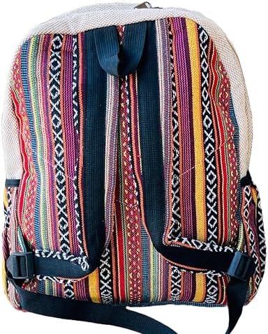 Gurkha Handmade Hemp Backpack 13 IN Large Unique Himalayan Hemp Backpack Hippie, Festival, Hiking, Tablet & Laptop Backpack - Handmade In Mt. Everest Country Nepal image 4