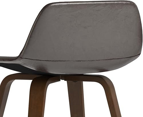 Miniatura 202 de SIMPLIHOME Randolph - Taburete moderno de mediados de siglo de madera curvada de 28 pulgadas (juego de 2) en piel sintética vegana gris piedra para