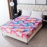 NATURETY Bedding Fitted Sheet with Deep Pocket,3D Pattern Sweet Heart Printed Fabric Bed Sheets (Pink Heart, Full)