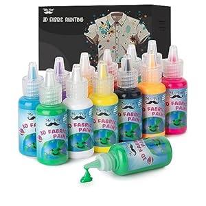 Mr. Pen- 3D Fabric Paint Set, 12 Colors, 0.67 oz, 3D Paint for Fabric, Paint for Fabric, 3D Paint for Clothing, T-Shirt Paint, Fabric Paint for Clothes