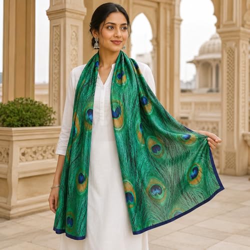 Image of MALINA Women's Polyester Silk Satin Stole Scarf - Soft Lightweight Fashion Wrap, Elegant Floral & Gradient Design, summer stole,Scarf For Women,Premium Stole,Large Size 180x90 cm'