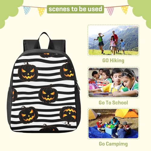 Halloween Funny Pumpkin Black Kids Backpack for Boys Girls School Elementary Kindergarten Backpack for Toddler Kids School Bag Bookbag Age 3-63