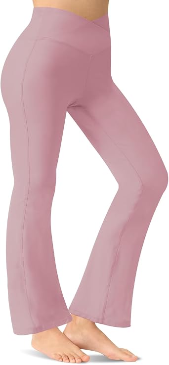 Womens Flare Yoga Pants - Crossover High Waisted Bootcut Leggings Bell Bottom Jazz Dress Pants Workout Gym Leggings