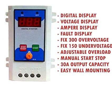 Microtail Automatic Over/Under Voltage Protection with LED Display Volt & Ampere | Standard Easy Wall Mounted Single Phase 220V (Voltage Protector)