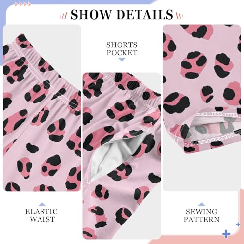 Boys' Pants Leopard Print Cheetah Spots Pink Long Bottoms Jogger Pants Elastic Waist Trousers with Pockets S-XL4