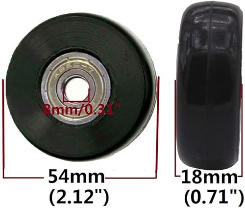Miniatura 28 de LOTOWELZON 2 ruedas de repuesto para maletas de equipaje, 50/64/70/75/84/3.543 in ruedas de goma en línea con kits de reparación de rodamientos Negro