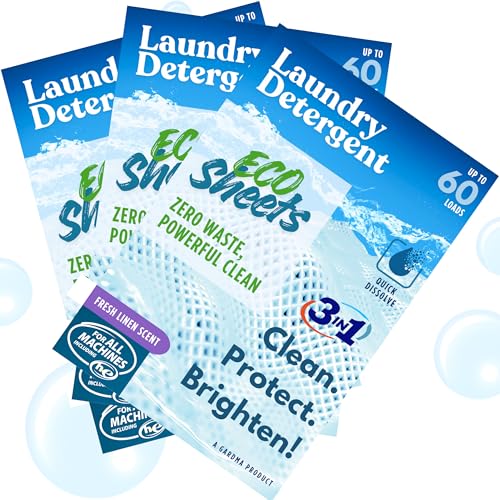 Laundry Detergent Sheets Fresh Linen Scent (Laundry Eco Sheets - Fresh Linen Scent-3 Packs)
