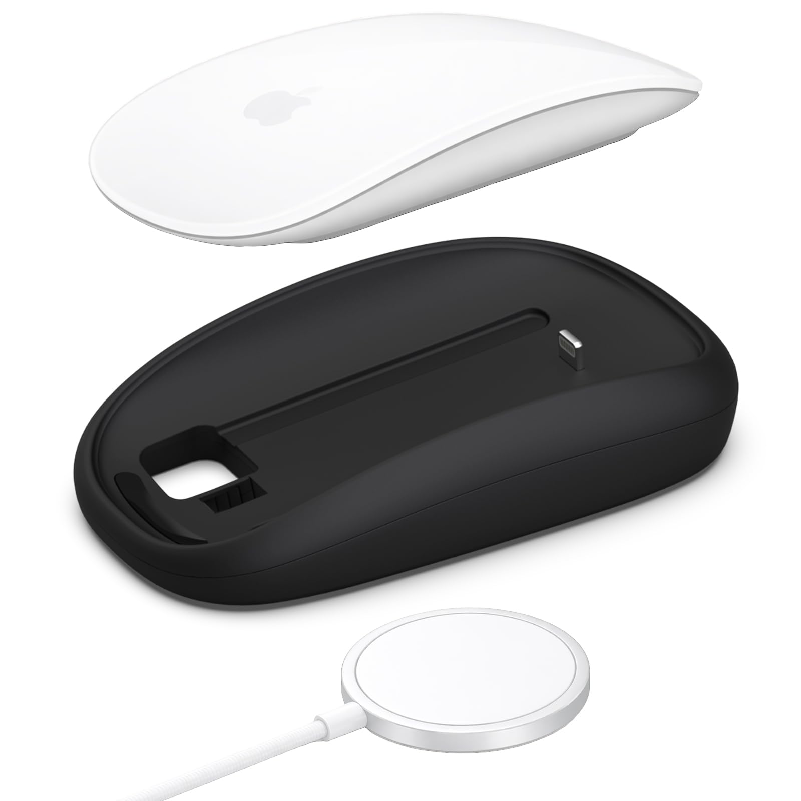 Cevorenx Magic Mouses Charger Base Wireless Charging Dock for Apple Magic Mouse 2 (Lighting), Ergonomic Wand Apple Mouse Grip with MagSafe Charging Support (White),Charger and Mouse not Included — view 7