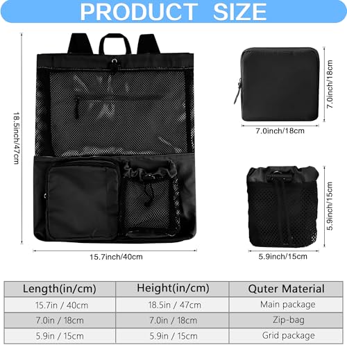 SUVICTONG Swim Mesh Beach Backpack with Wet Pocket Mesh Drawstring Bags,Swim Bag,Pool Backpack for Swimming, Gym（18.5"x15.7"） - image 2
