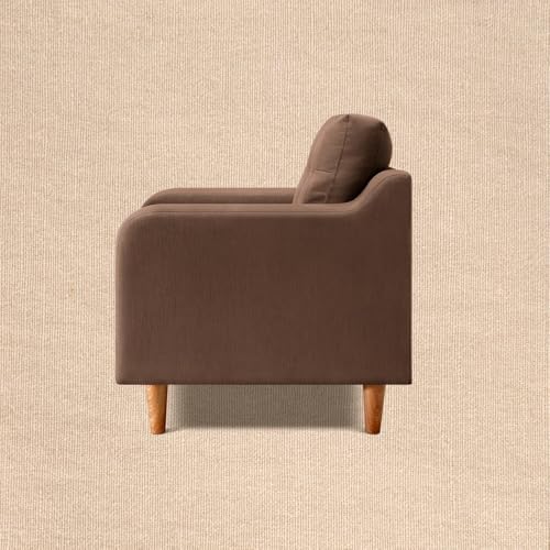 Image of Duroflex Ease Plus - 1 Seater Sofa Set for Living Room | 3 Year Warranty | Premium Wooden Frame Sofa | Anti-Pilling Fabric, Fade & Termite Resistant | Comfortable & Durable Couch - Cocoa Brown