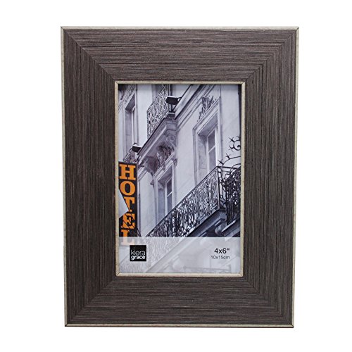 kieragrace Emery Picture Frame, 4 by 6-Inch, Plastic Resin, Brushed Pewter (PH43878-2)
